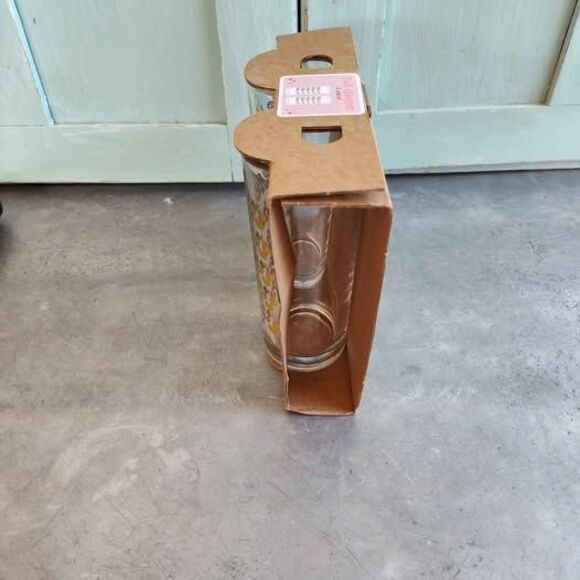 NEW 2 PK 6" Tall Gold Print Cheers Clear Glasses - Picture 4 of 9